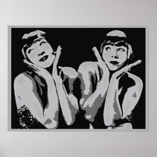 Pôster pop art das meninas do flapper do 1920 do vintage,