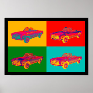 Pôster Pop art do Convertible do SL do Benz 280 de