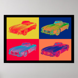 Pôster Pop art do Convertible do SL do Benz 300 de