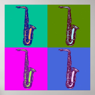 Poster Pop art do saxofone do alto