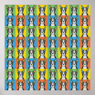 Pôster Pop art dos desenhos animados do cão de Boston