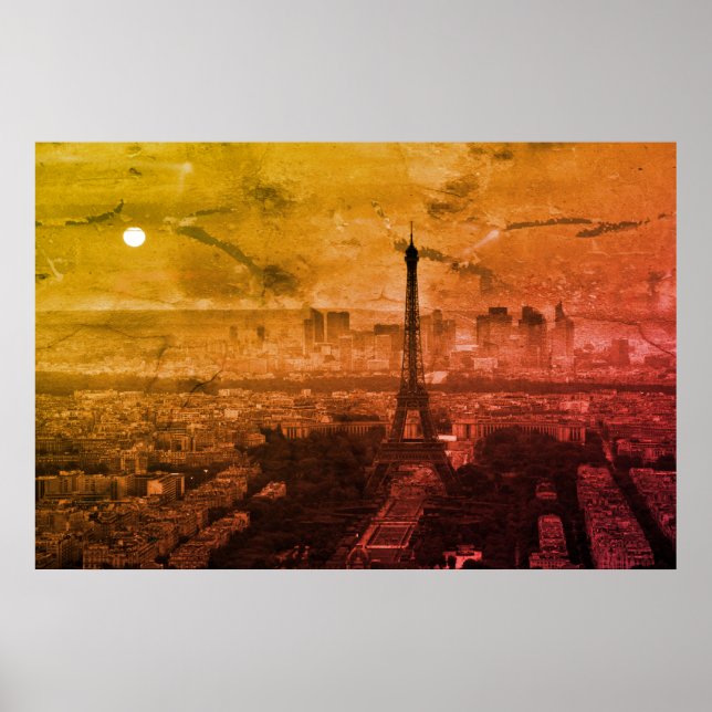 Pôster Pop Art Eiffel Tower Paris Europe Viagem (Frente)