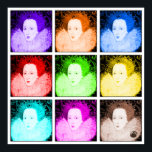Pôster Pop Art Elizabeth I<br><div class="desc">Esta versão colorida de pop de um retrato de Elizabeth First é uma maneira divertida de expressar seu amor por Elizabeth I e todas as coisas do Elizabethan. Disponível numa vasta gama de t-shirts e presentes.</div>