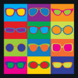 Pôster Pop Art Eyeglass<br><div class="desc">Pop-Art ilustração estilizada dos estilos populares de quadros de óculos num quadro de verificação colorido.</div>