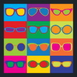 Pôster Pop Art Eyeglass<br><div class="desc">Pop-Art ilustração estilizada dos estilos populares de quadros de óculos num quadro de verificação colorido.</div>