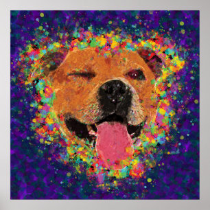 Pôster Pop art feliz do pitbull