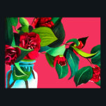 Poster Pop Art flores originais de aquarelas flores verme<br><div class="desc">Uma pop de arte inspirou um poster impressão com adorável design floral de uma pintura original de aquarela vermelha com folhagem verde do artista Sacha Grossel. Estas flores são coloridas, vibrantes e brilhantes e este design botânico colorido de arte floral ficaria bonito em qualquer ambiente. Uma peça de arte original,...</div>