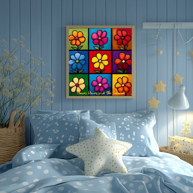 Poster Pop Art Flower Grid Colorida Wall Art (Criador carregado)