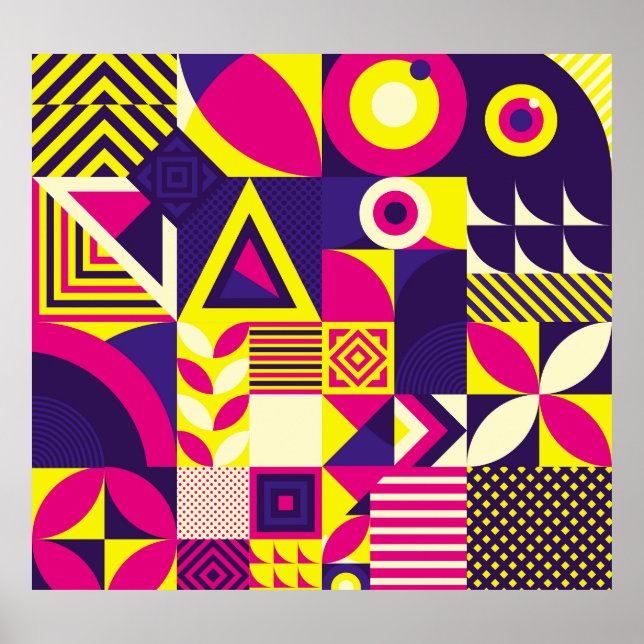Poster Pop art, formas geométricas coloridas. (Frente)