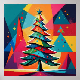 Poster Pop Art Geometric Layered Christmas Tree