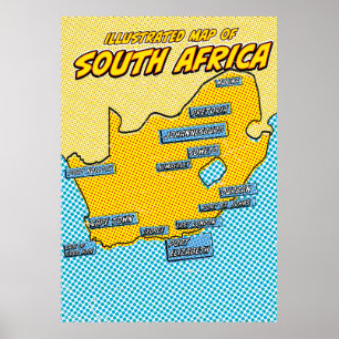Poster Pop Art Ilustrado África do Sul
