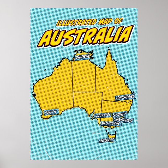 Poster Pop Art Ilustrado Austrália (Frente)