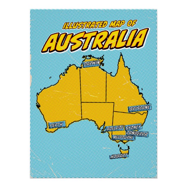 Pôster Pop Art Ilustrado Austrália  (Frente)
