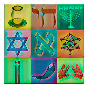 Pôster Pop art judaico dos símbolos