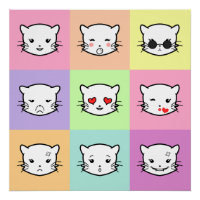 Pop Art Kawaii Cat Emoji
