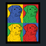 Poster Pop Art Labrador Retriever<br><div class="desc">O gráfico de arte "Pop Art Labrador Retriever" desenhado por bCreative mostra um perfil icônico de um cão numa peça de pop de quatro painéis! Isso faz um presente excelente para a família, amigos ou um presente para você mesmo! Este gráfico engraçado é um excelente adicional ao estilo de qualquer...</div>