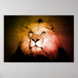 Pôster Pop Art Lion - Fotografia de animais selvagens<br><div class="desc">Trabalhos de arte de fotografia de animais negros e brancos - Leão mais próximo da poster - Foto-rei - Fotografia de animais selvagens e de arte natural de África - Foto de retrato de leão rei</div>