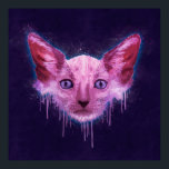 Poster Pop Art Lykoi Werewolf Cat<br><div class="desc">Uma pintura digital textural de uma cabeça de gato Lykoi com arranhões,  salpicos e pingos sobre um fundo texturizado áspero.</div>