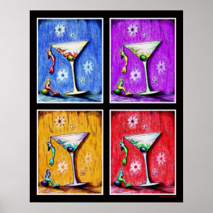 Poster Pop Art Mermaid Martinis