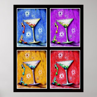 Poster Pop Art Mermaid Martinis