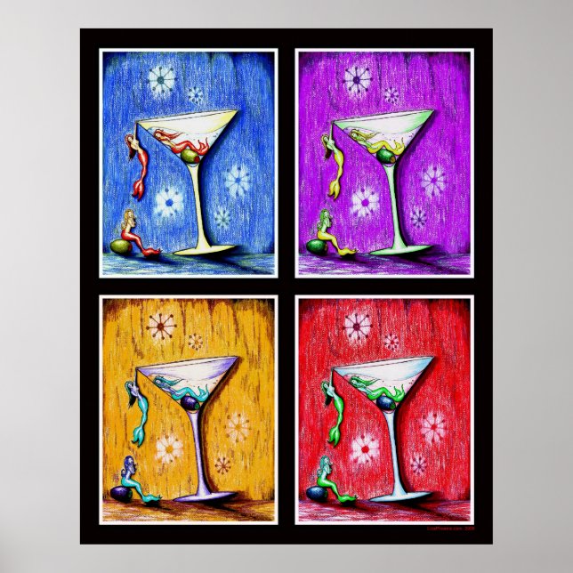 Poster Pop Art Mermaid Martinis (Frente)