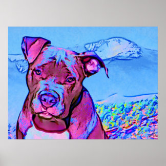 Poster Pop Art Pit Bull Puppy Dog