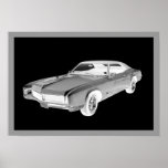 Pôster Pop Art Preto E Branco 1967 Buick Riviera<br><div class="desc">Imagem de pop de arte do Carro Muscular Buick Riviera,  preto e branco,  1967.</div>