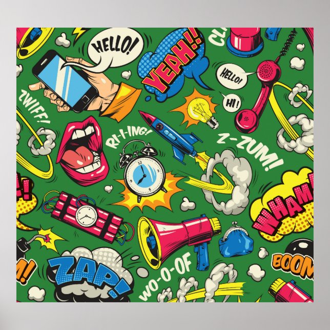 Poster Pop Art: Quadrinhos Coloridos Sem Olhos (Frente)