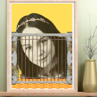 Poster Pop Art Retro Vintage Mulher com face amarela