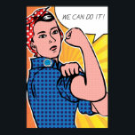 Pôster Pop Art Rosie, o ribeiro que podemos fazer! Bolinh<br><div class="desc">Feliz aniversário, Rosie, o Riveter! Em homenagem ao aniversário de 70 da criação de J. Howard Miller, nós reimaginamos o clássico "Nós podemos fazer isso"! poster como se Roy Lichtenstein o pintasse nos anos 60. Esta versão vibrante apresenta os pontos clássicos do Ben-Day que Lichtenstein tornou famosos em seus trabalhos...</div>
