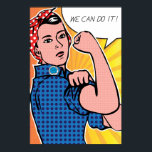 Pôster Pop Art Rosie, o ribeiro que podemos fazer! Bolinh<br><div class="desc">Feliz aniversário, Rosie, o Riveter! Em homenagem ao aniversário de 70 da criação de J. Howard Miller, nós reimaginamos o clássico "Nós podemos fazer isso"! poster como se Roy Lichtenstein o pintasse nos anos 60. Esta versão vibrante apresenta os pontos clássicos do Ben-Day que Lichtenstein tornou famosos em seus trabalhos...</div>