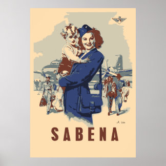 Pôster Pop-art Sabena Ex Belgium Airlines
