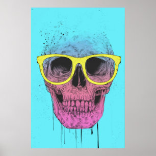 Pôster Pop art skull with glasses