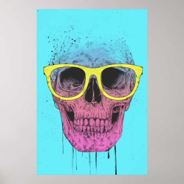 Pôster Pop art skull with glasses (Frente)