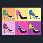 Pôster Pop Art Stiletto Pumps / Calçados / Altos Saltos<br><div class="desc">"Glorificação do Stiletto": renderização por Pop da amada bomba stiletto</div>