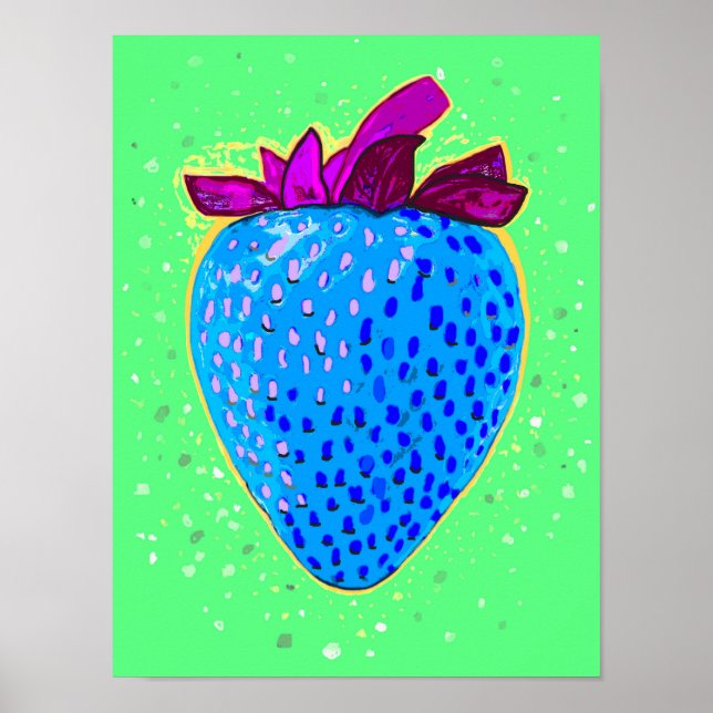 Poster Pop Art Strawberry Blue (Frente)