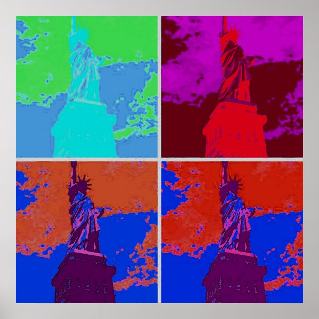 Pôster Pop Art Style Estátua da Liberdade (Frente)