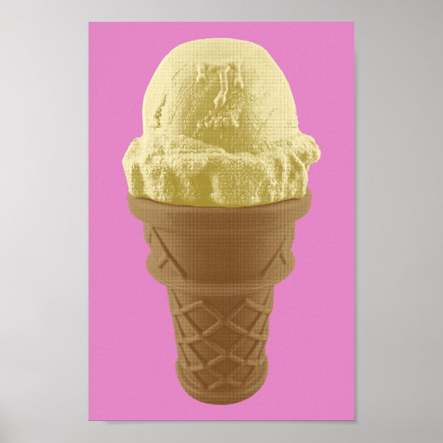 Poster Pop Art Vanilla Ice Cream Cone (Frente)