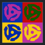 Poster Pop Art Vinil Record 45 RPM Audiophile<br><div class="desc">Presente de pop de arte colorida retro vintage para coletores de discos de vinil, audiófilos e DJs giráveis. Os fãs de música adorarão a design de pop de arte dos anos 70 e 80. Gráfico de quatro gravações plásticas brilhantes e coloridas de 45 RPM inseridas em um estilo retrorclássico de...</div>