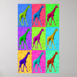 Pôster Pop Art Walking Giraffe Panels<br><div class="desc">This is another of my popular pop art designs,  created from a photo I took of one of the magnificent giraffes at the KC Zoo. Perfect for giraffe lovers!</div>