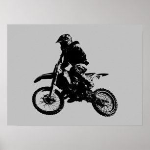 Poster Pop-Arte-Motocross Cinza