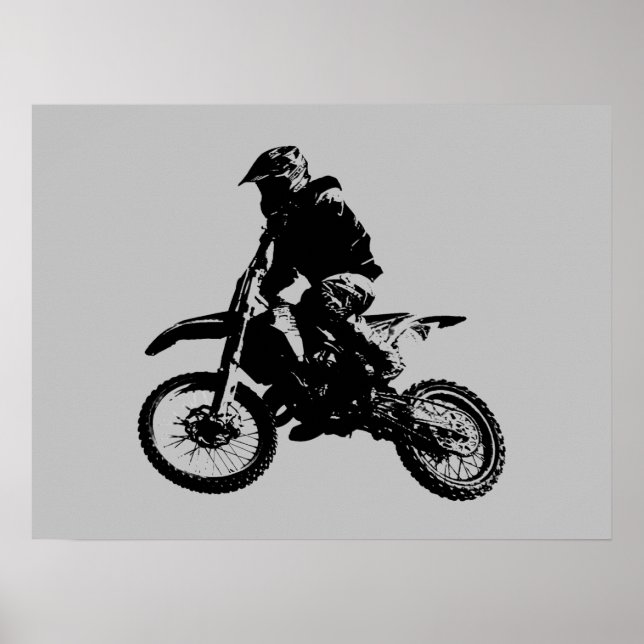 Poster Pop-Arte-Motocross Cinza (Frente)