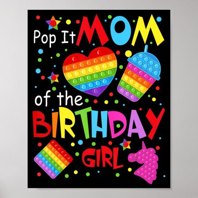 Poster Pop Bonita Mãe Da Rapariga De Aniversário Brinqued (Frente)