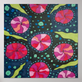 Poster Pop Cósmicos Cor-de-rosa e azuis