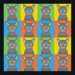 Pôster Pop de Arte Azul de Gato Russo<br><div class="desc">Pop de Arte Azul de Gato Russo</div>