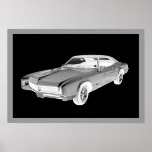 Pôster Pop De Arte Buick Riviera, Preto E Branco, 1967