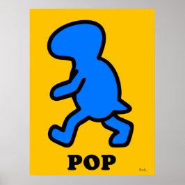 Poster Pop de Arte do Dinossauro Azul - Cartoon Pré-Histó