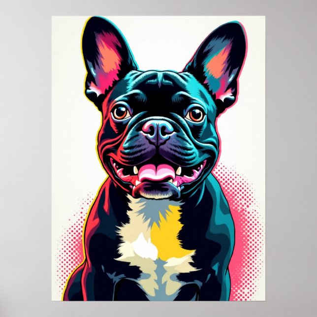 Poster Pop de Arte para Buldogue Francês - Estilo de Bold (Frente)