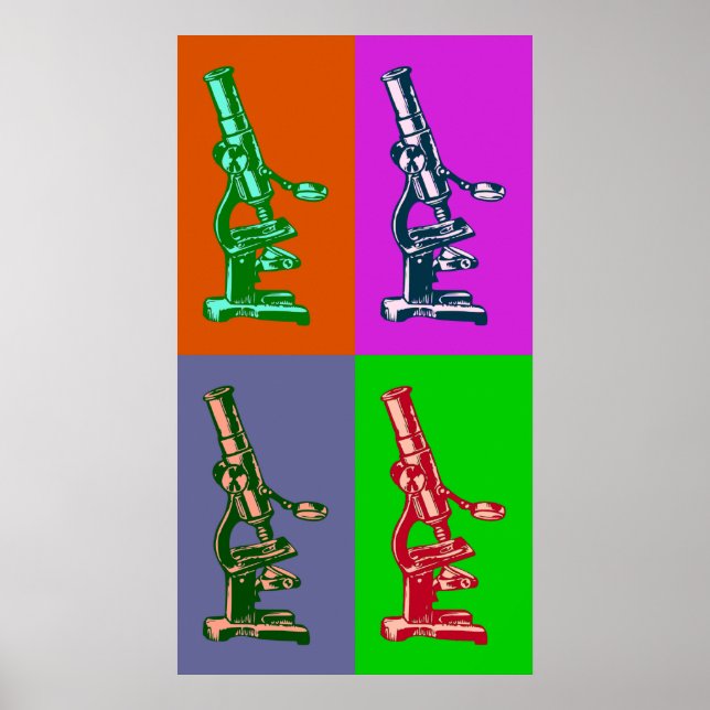 Pôster Pop de microscópio (Frente)