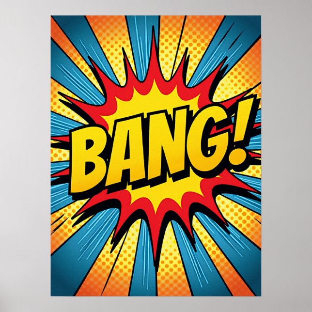 Poster Pop Dinâmico Arte 'BANG!' Estilo de banda desenhad (Frente)